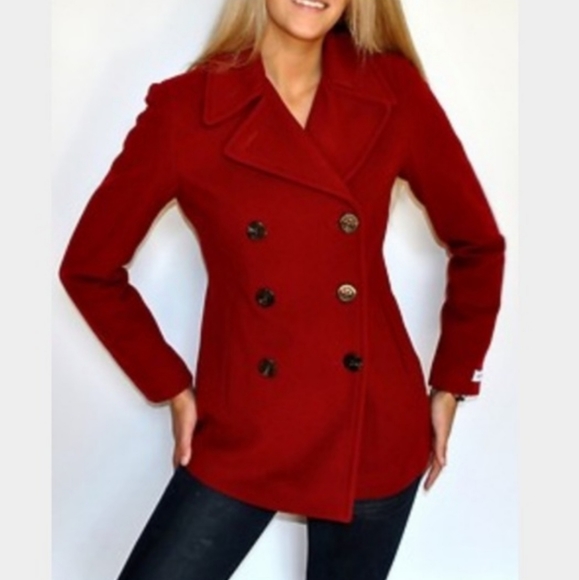 calvin klein red wool coat
